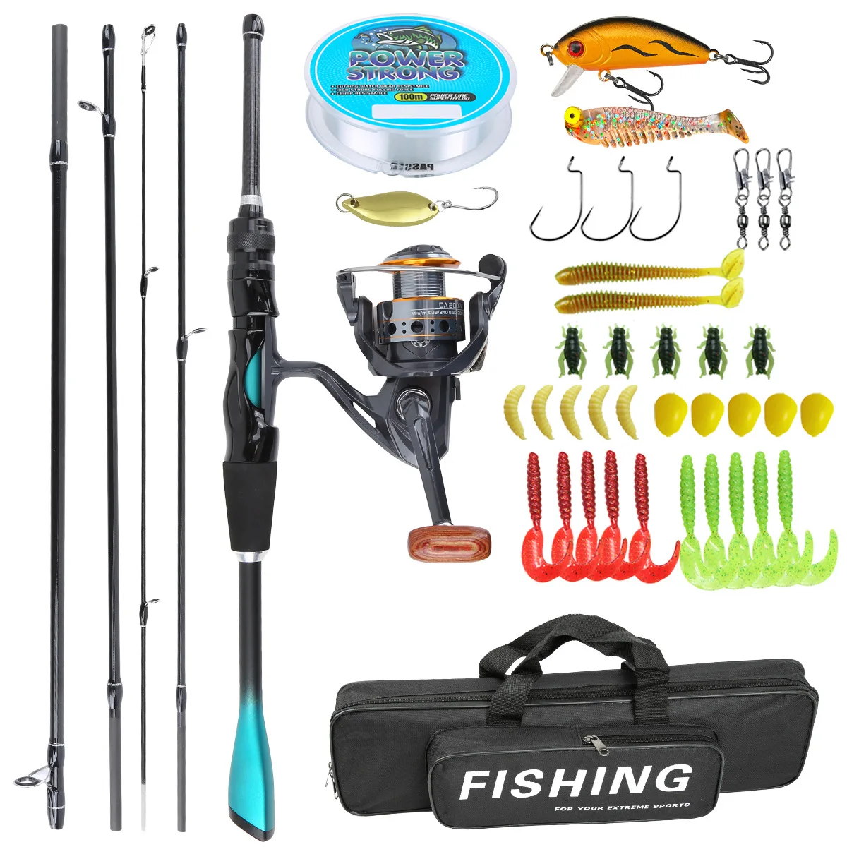 Fishing Rod Carbon Fiber - 1,8 m Carbonfaser 4-teilige Meeresangelrute, komplettes
